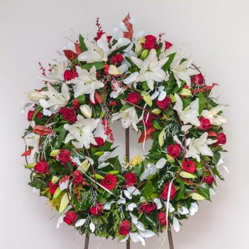 Corona funebre Rose e gigli