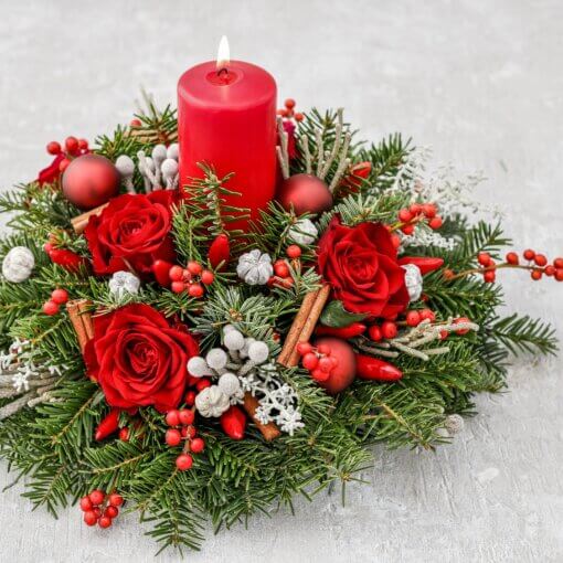 Centrotavola natalizio tradizionale rosso